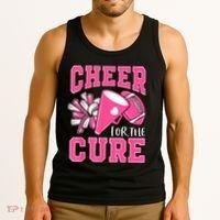 Cheer For The Cure Breast Cancer Awareness Cheerleader Funny Tank Top thumb 3