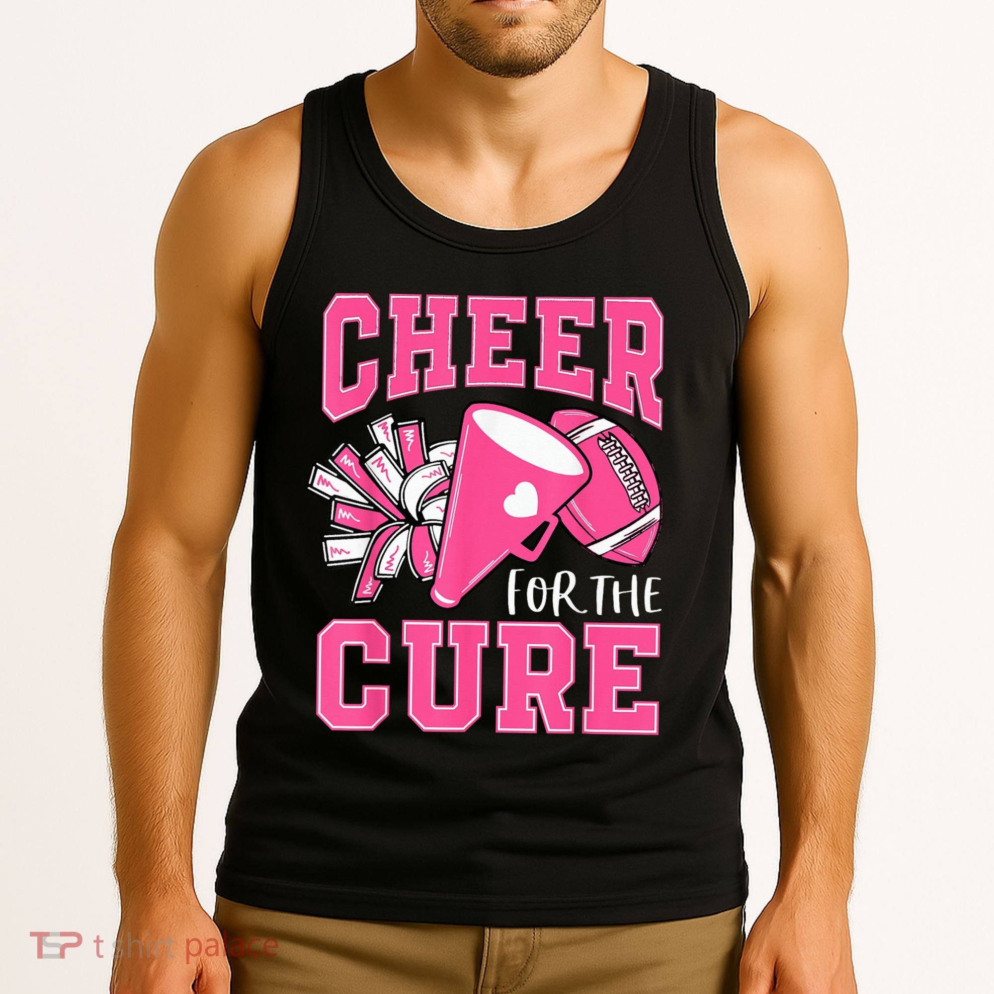 Cheer For The Cure Breast Cancer Awareness Cheerleader Funny Tank Top