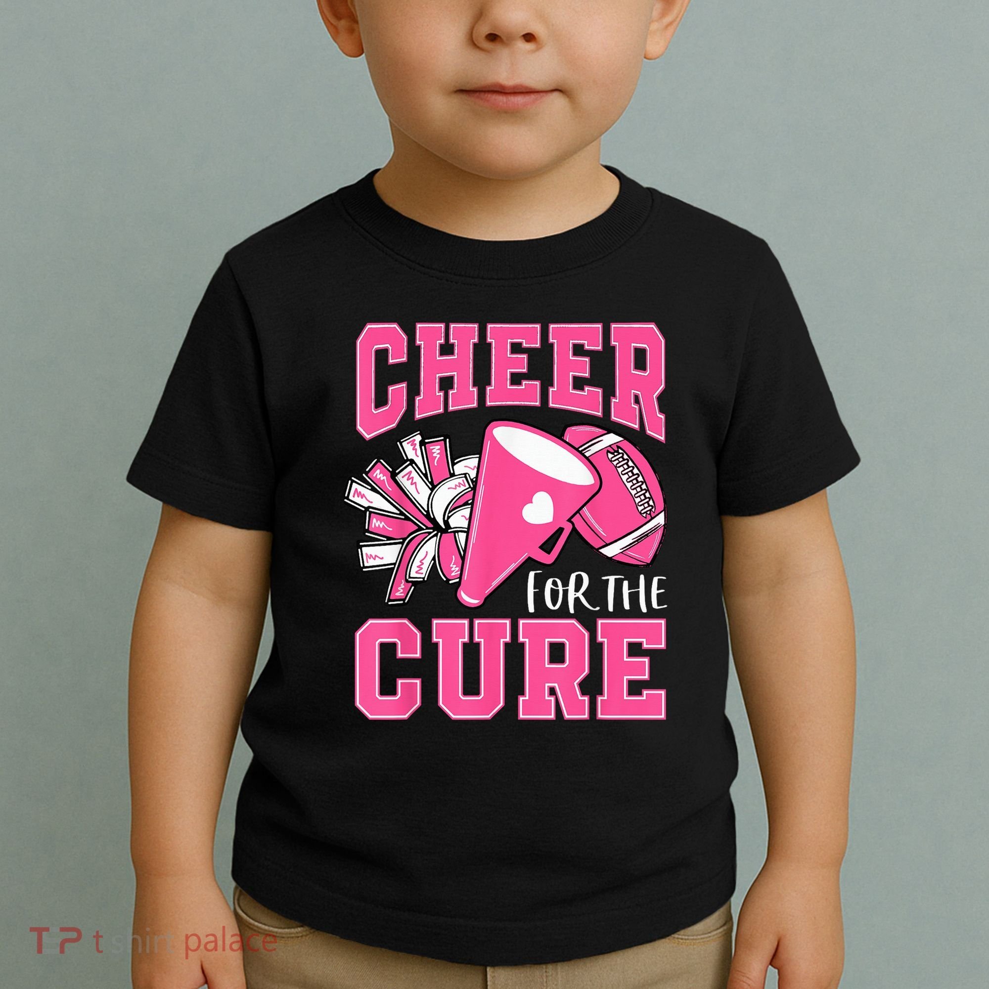 Cheer For The Cure Breast Cancer Awareness Cheerleader Funny Toddler T-Shirt