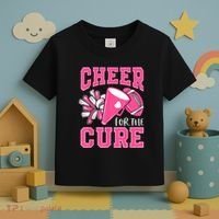 Cheer For The Cure Breast Cancer Awareness Cheerleader Funny Toddler T-Shirt thumb 3