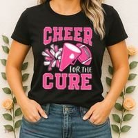 Cheer For The Cure Breast Cancer Awareness Cheerleader Funny Women's T-Shirt thumb 2