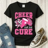Cheer For The Cure Breast Cancer Awareness Cheerleader Funny Women's T-Shirt thumb 3