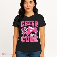 Cheer For The Cure Breast Cancer Awareness Cheerleader Funny Women's T-Shirt thumb 4
