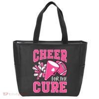 Cheer For The Cure Breast Cancer Awareness Cheerleader Funny Tote Bag thumb 0