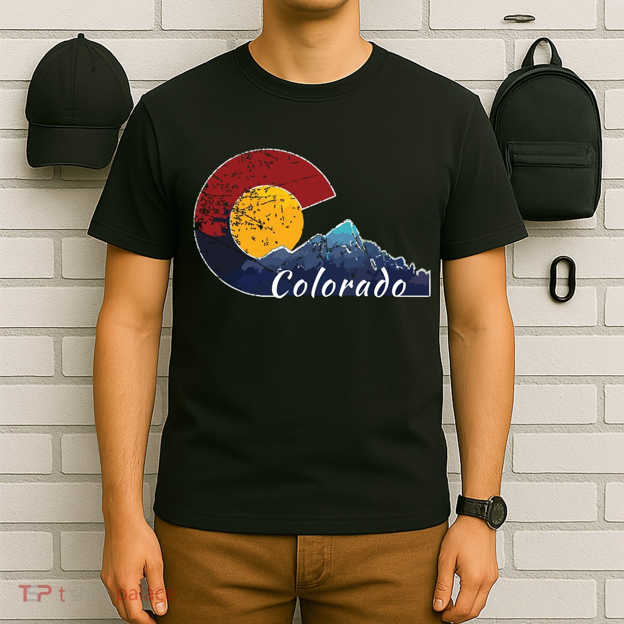 Colorado Flag Themed Mountain Scenery Colorado T-Shirt