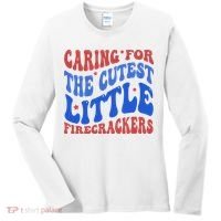 Caring For The Cutest Little Firecrackers 4th Of July Women's Long Sleeve Shirt thumb 0
