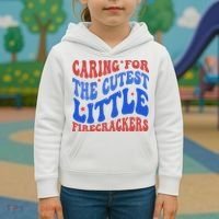 Caring For The Cutest Little Firecrackers 4th Of July Kids Hoodie thumb 3