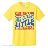 Caring For The Cutest Little Firecrackers 4th Of July Kids T-Shirt thumb 0