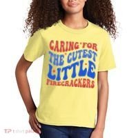 Caring For The Cutest Little Firecrackers 4th Of July Kids T-Shirt thumb 2