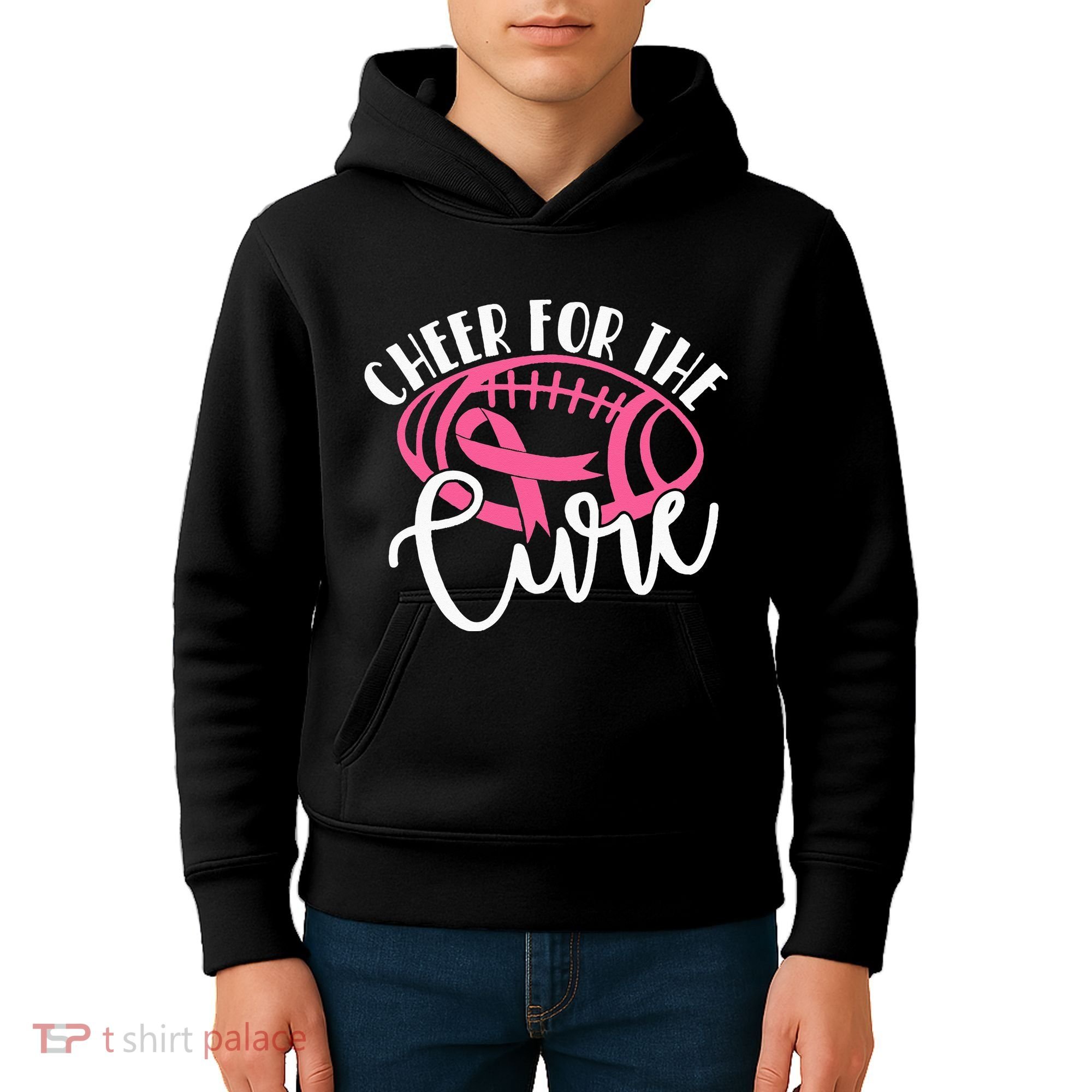 Cheer For The Cure Pink Breast Cancer Awareness  Kids Hoodie
