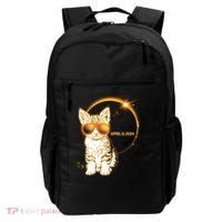 Cool Funny Total Solar Eclipse April 8 2024 Sunglasses Cat Kitten Backpack thumb 0