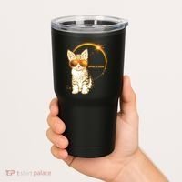 Cool Funny Total Solar Eclipse April 8 2024 Sunglasses Cat Kitten Tumbler thumb 2
