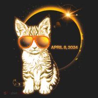 Cool Funny Total Solar Eclipse April 8 2024 Sunglasses Cat Kitten Tumbler thumb 3