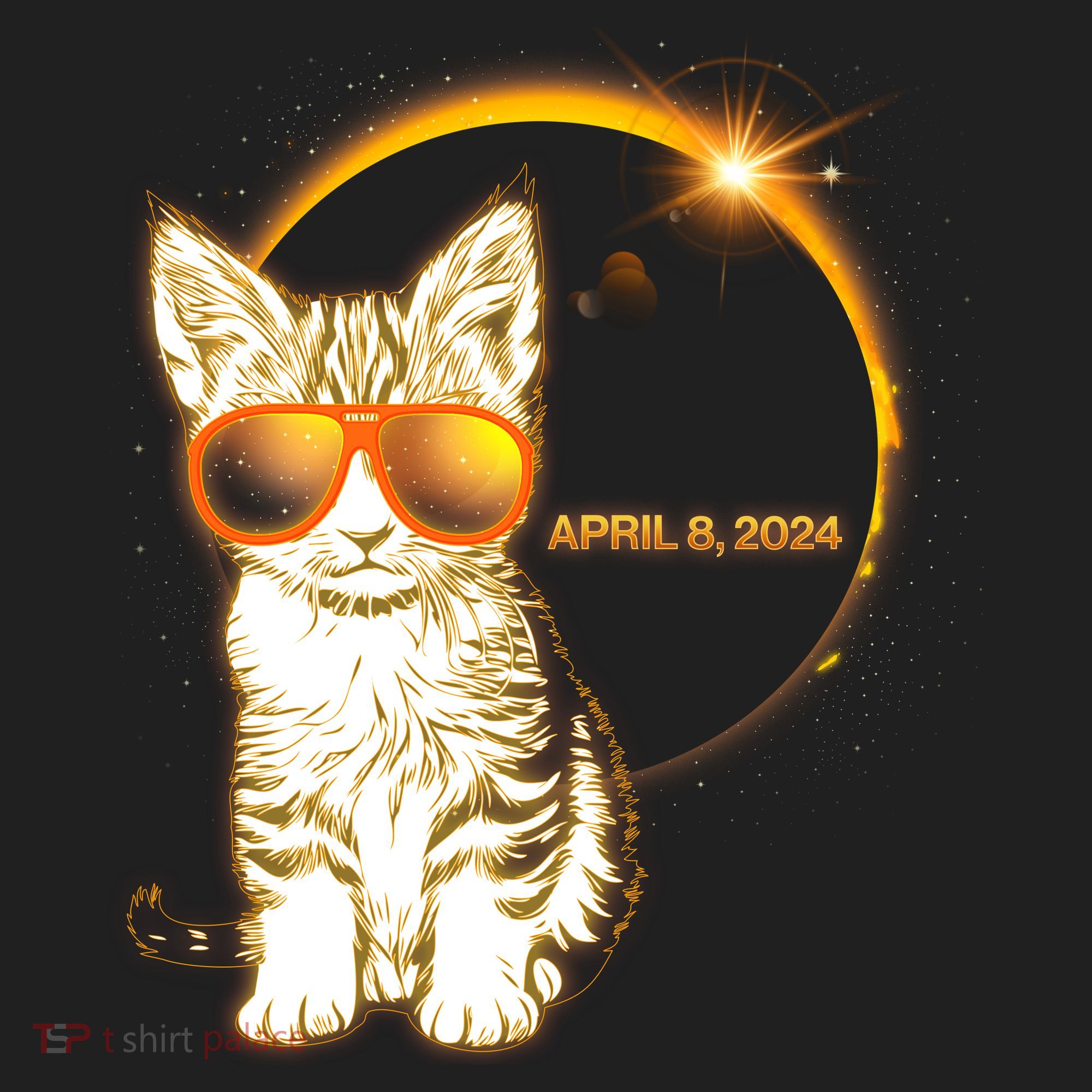 Cool Funny Total Solar Eclipse April 8 2024 Sunglasses Cat Kitten Tumbler