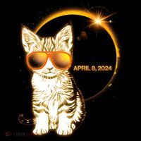 Cool Funny Total Solar Eclipse April 8 2024 Sunglasses Cat Kitten Ornament thumb 1