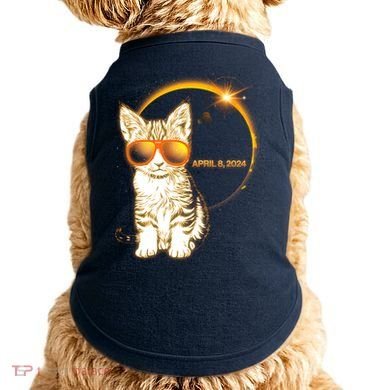 Cool Funny Total Solar Eclipse April 8 2024 Sunglasses Cat Kitten Doggie Tank