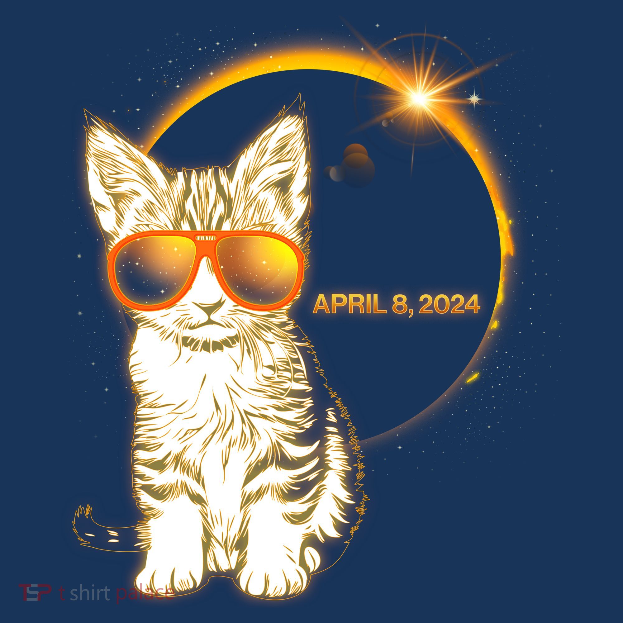 Cool Funny Total Solar Eclipse April 8 2024 Sunglasses Cat Kitten Doggie Tank