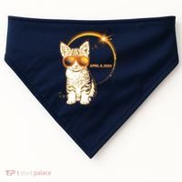 Cool Funny Total Solar Eclipse April 8 2024 Sunglasses Cat Kitten USA-Made Doggie Bandana thumb 0