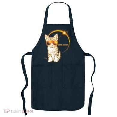 Cool Funny Total Solar Eclipse April 8 2024 Sunglasses Cat Kitten Apron
