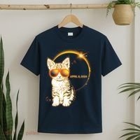 Cool Funny Total Solar Eclipse April 8 2024 Sunglasses Cat Kitten T-Shirt thumb 2
