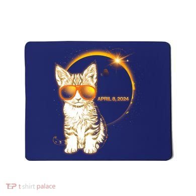Cool Funny Total Solar Eclipse April 8 2024 Sunglasses Cat Kitten Mousepad