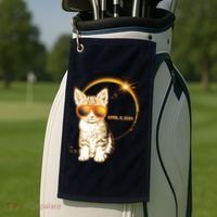 Cool Funny Total Solar Eclipse April 8 2024 Sunglasses Cat Kitten Golf Towel thumb 2