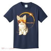 Cool Funny Total Solar Eclipse April 8 2024 Sunglasses Cat Kitten Kids T-Shirt thumb 0