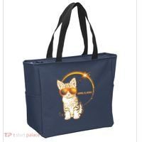 Cool Funny Total Solar Eclipse April 8 2024 Sunglasses Cat Kitten Tote Bag thumb 2