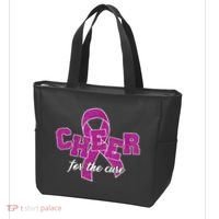Cheer For The Cure Breast Cancer Awareness Ribbon Tote Bag thumb 3