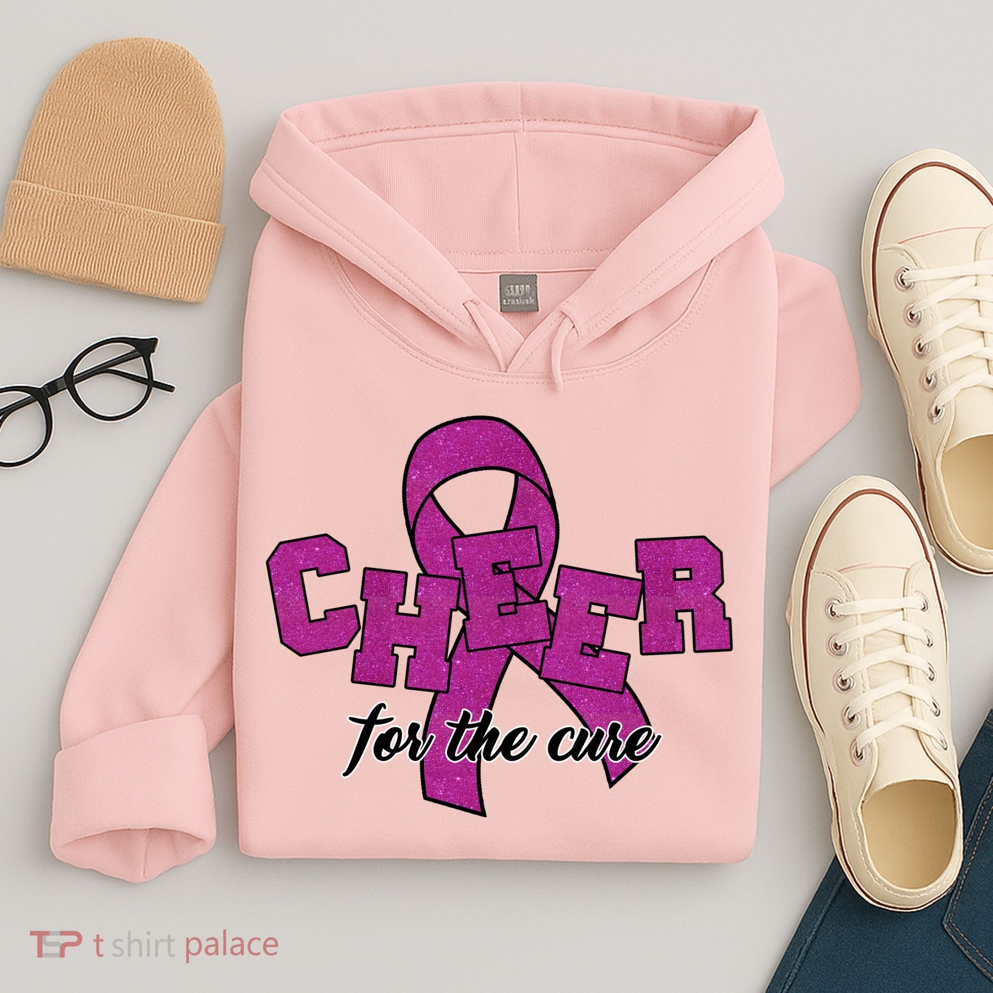 Cheer For The Cure Breast Cancer Awareness Ribbon Hoodie