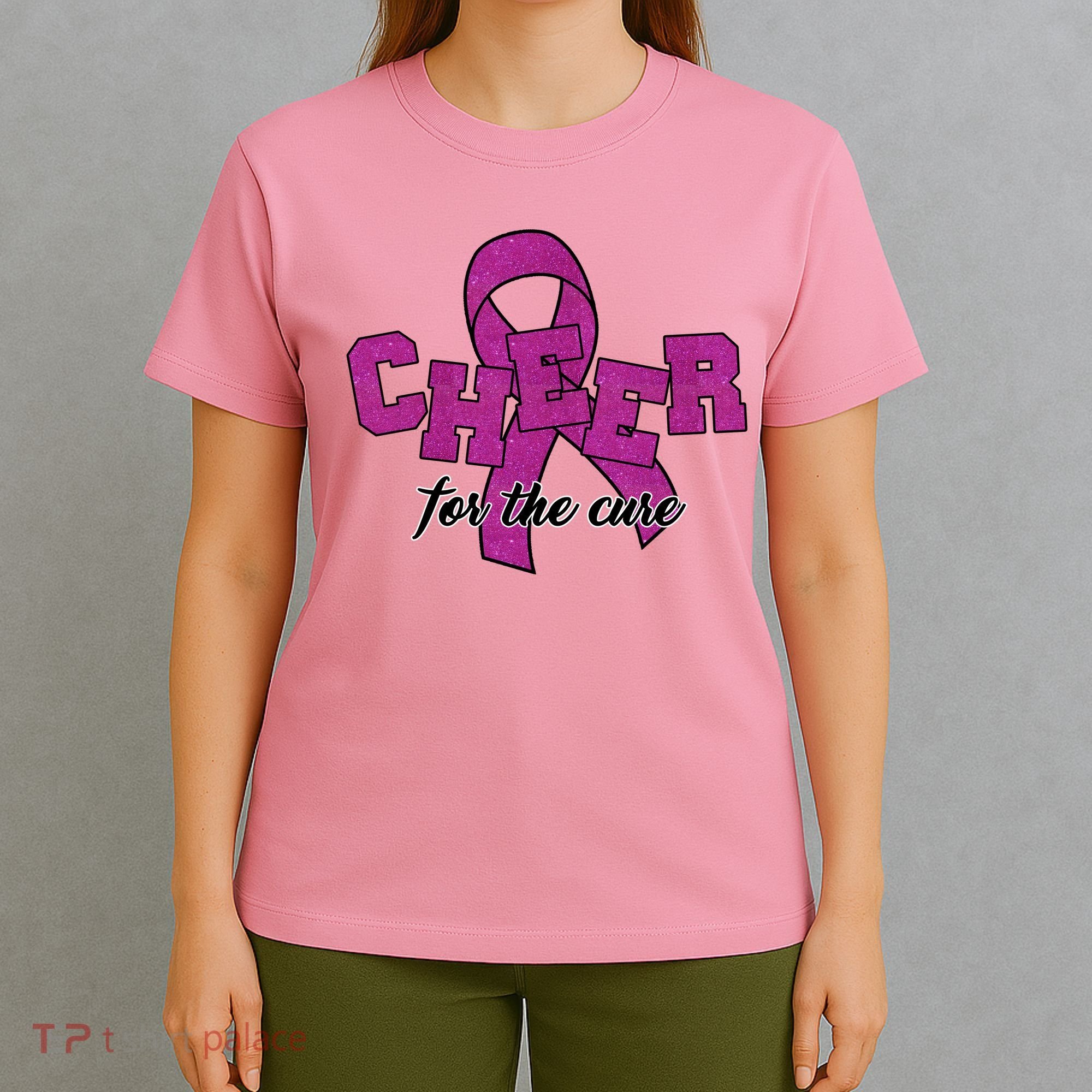 Cheer For The Cure Breast Cancer Awareness Ribbon T-Shirt