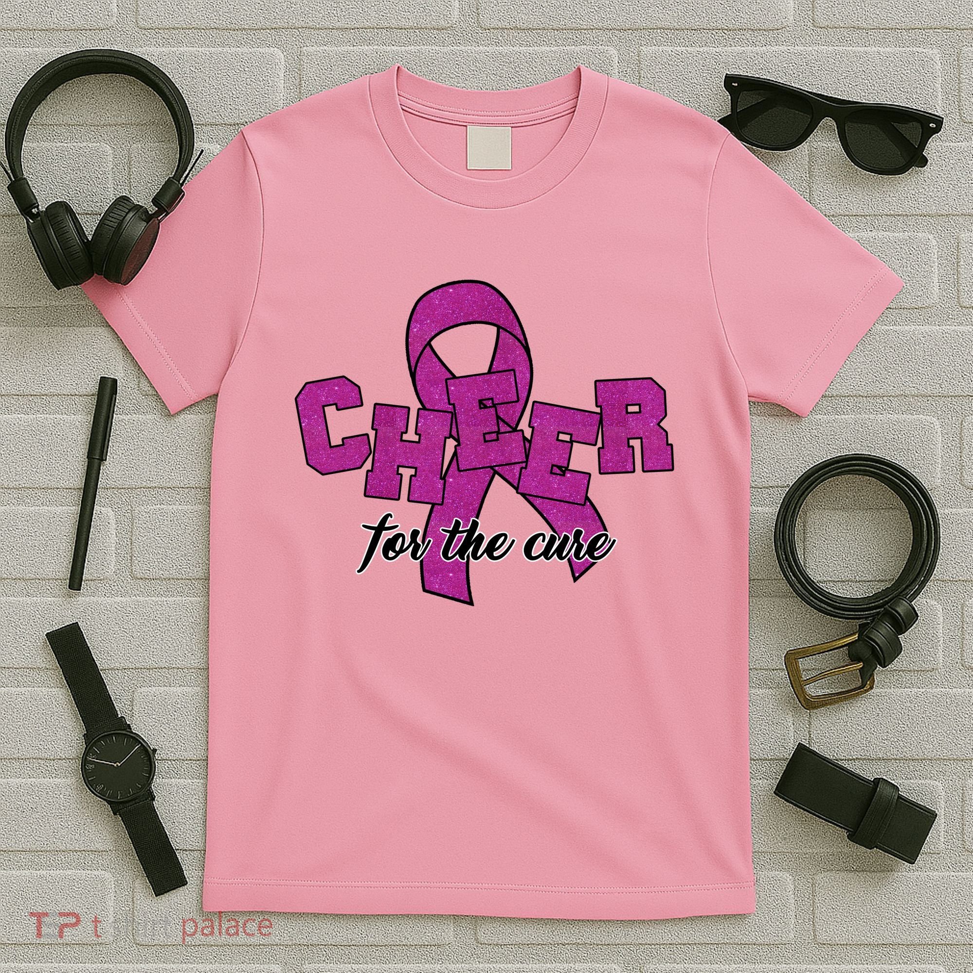 Cheer For The Cure Breast Cancer Awareness Ribbon T-Shirt