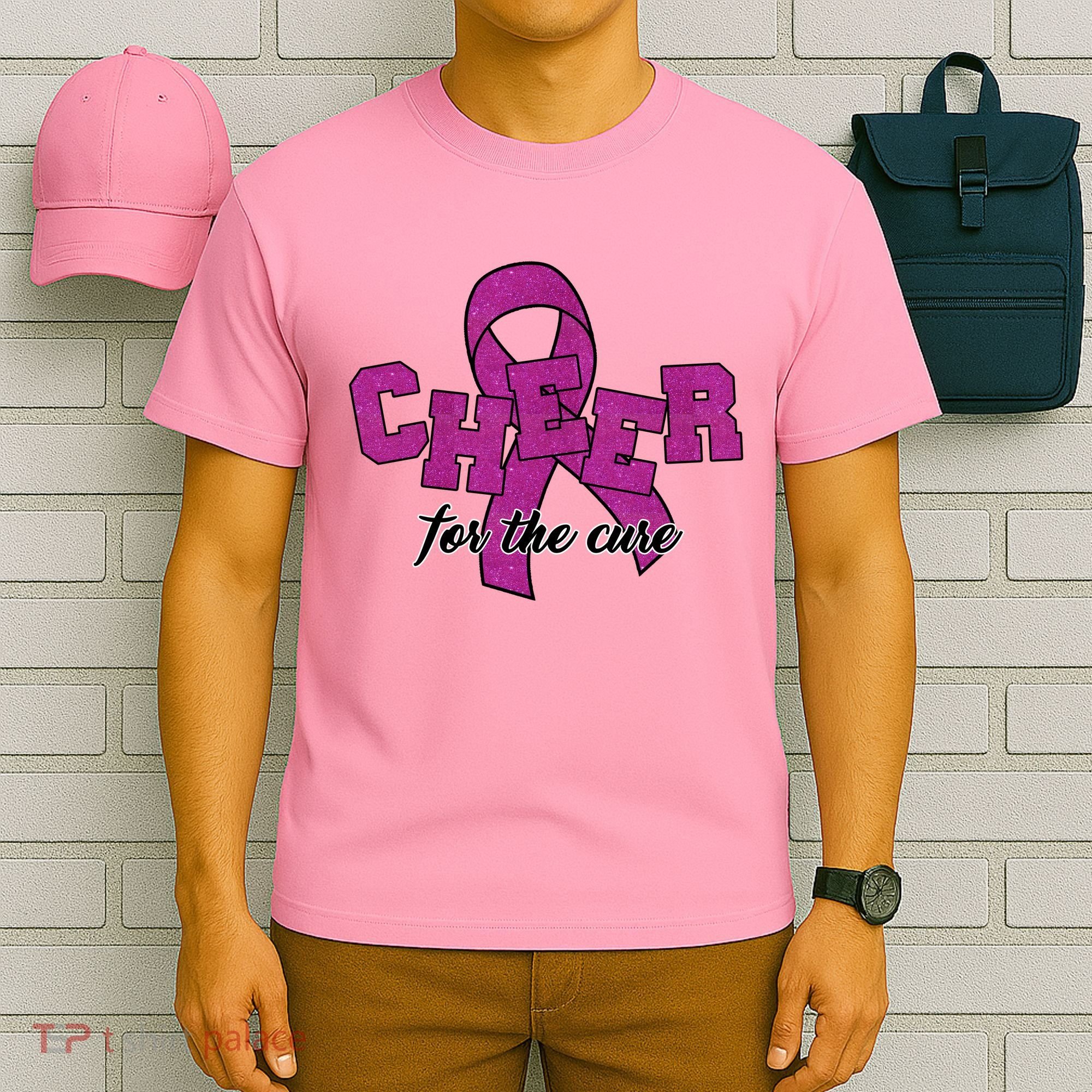 Cheer For The Cure Breast Cancer Awareness Ribbon T-Shirt