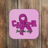 Cheer For The Cure Breast Cancer Awareness Ribbon Coaster thumb 0