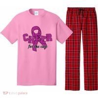 Cheer For The Cure Breast Cancer Awareness Ribbon Pajama Set thumb 0