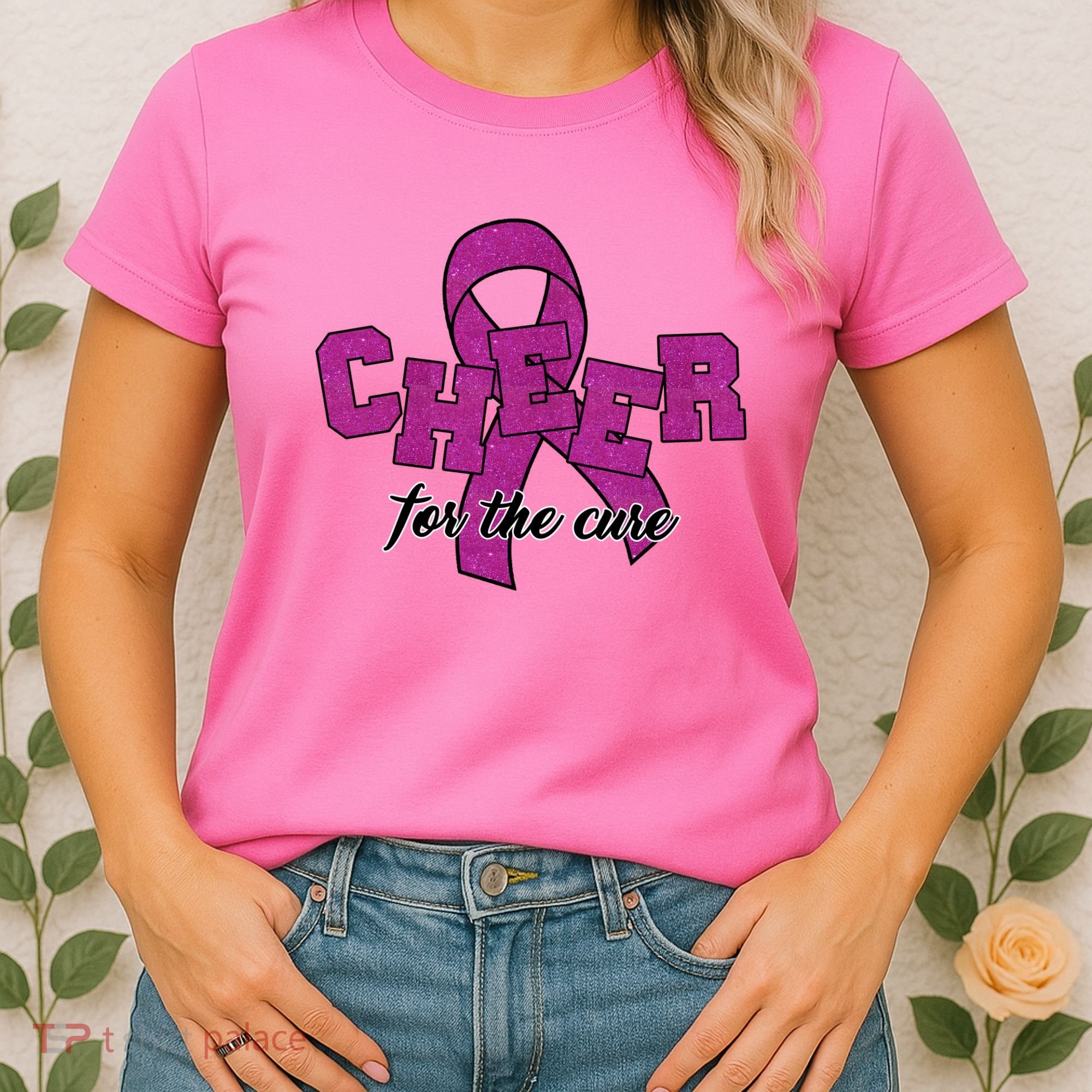 Cheer For The Cure Breast Cancer Awareness Ribbon Women's T-Shirt