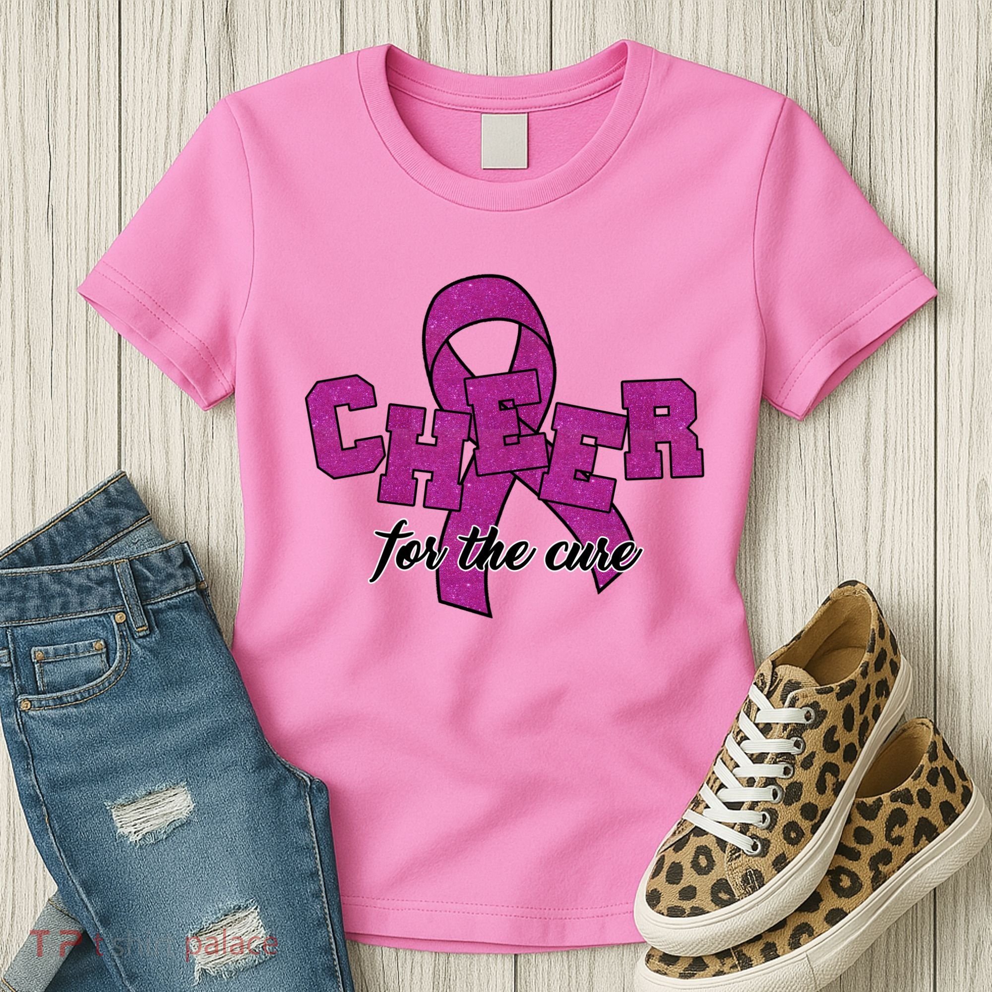 Cheer For The Cure Breast Cancer Awareness Ribbon Women's T-Shirt