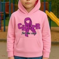 Cheer For The Cure Breast Cancer Awareness Ribbon Kids Hoodie thumb 2