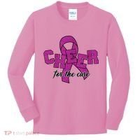 Cheer For The Cure Breast Cancer Awareness Ribbon Kids Long Sleeve Shirt thumb 0