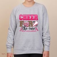 Cheer For The Cure Cheerleader Pink Ribbon Breast Cancer Women's Sweatshirt thumb 0