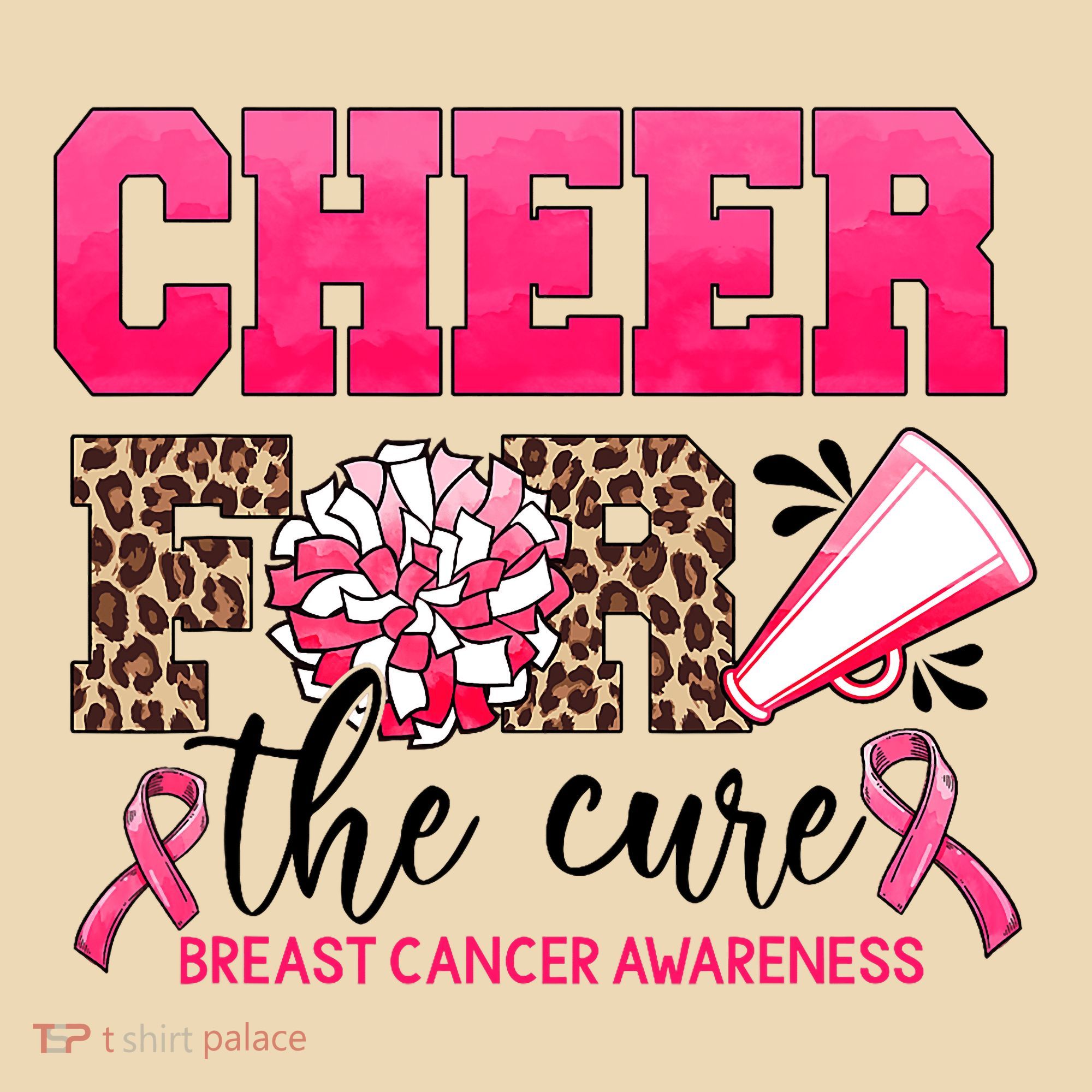 Cheer For The Cure Cheerleader Pink Ribbon Breast Cancer Tote Bag
