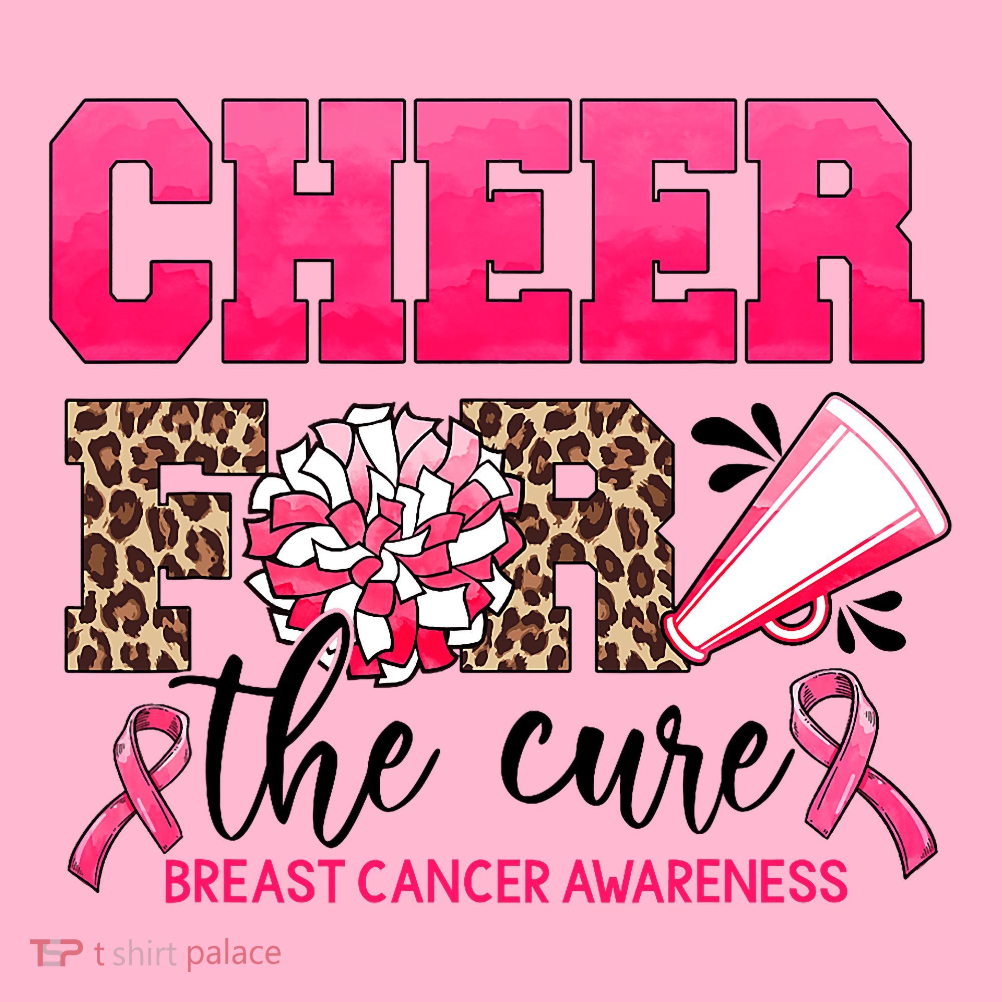 Cheer For The Cure Cheerleader Pink Ribbon Breast Cancer Coaster