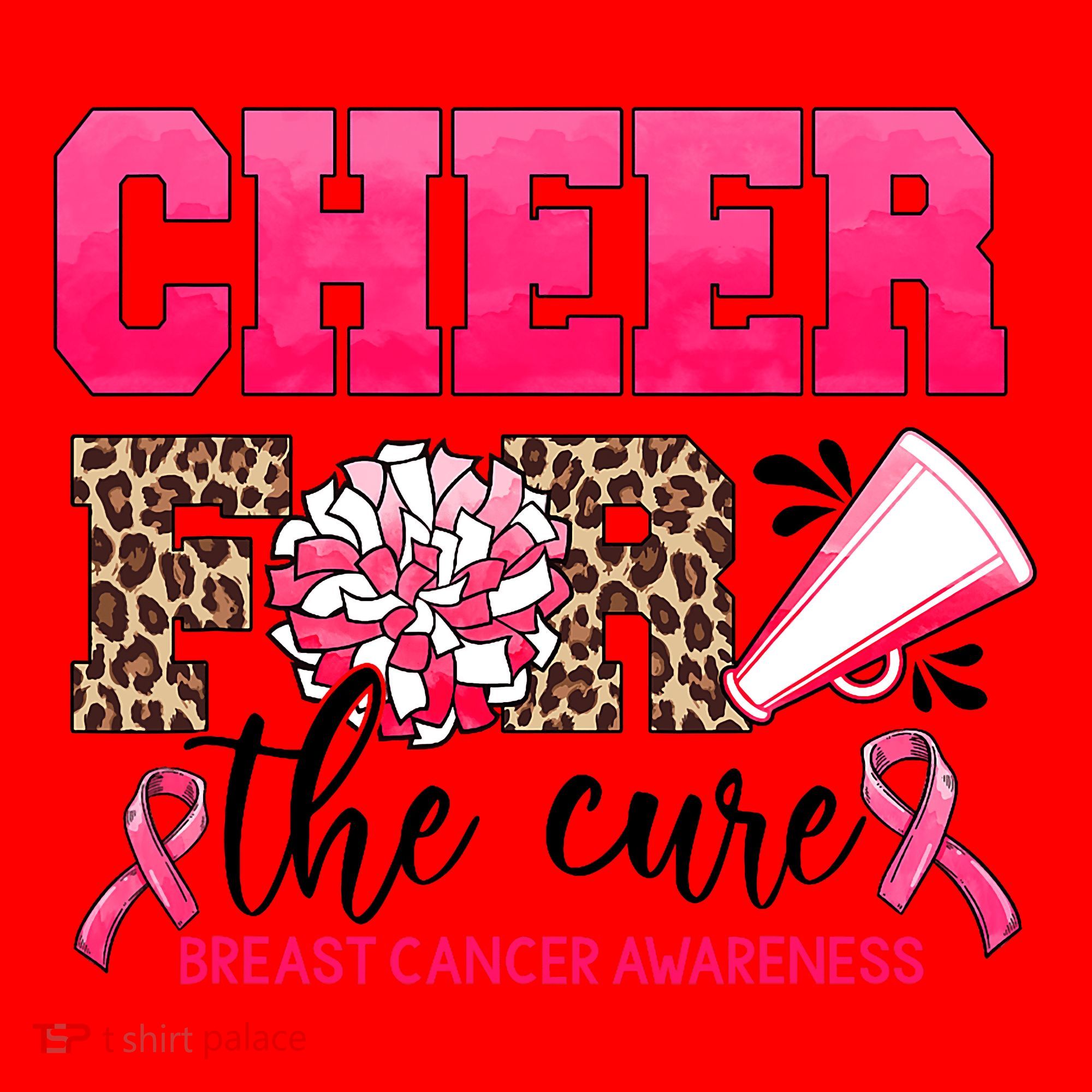 Cheer For The Cure Cheerleader Pink Ribbon Breast Cancer Santa Hat