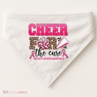 Cheer For The Cure Cheerleader Pink Ribbon Breast Cancer USA-Made Doggie Bandana thumb 0