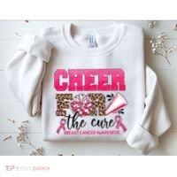 Cheer For The Cure Cheerleader Pink Ribbon Breast Cancer Sweatshirt thumb 2