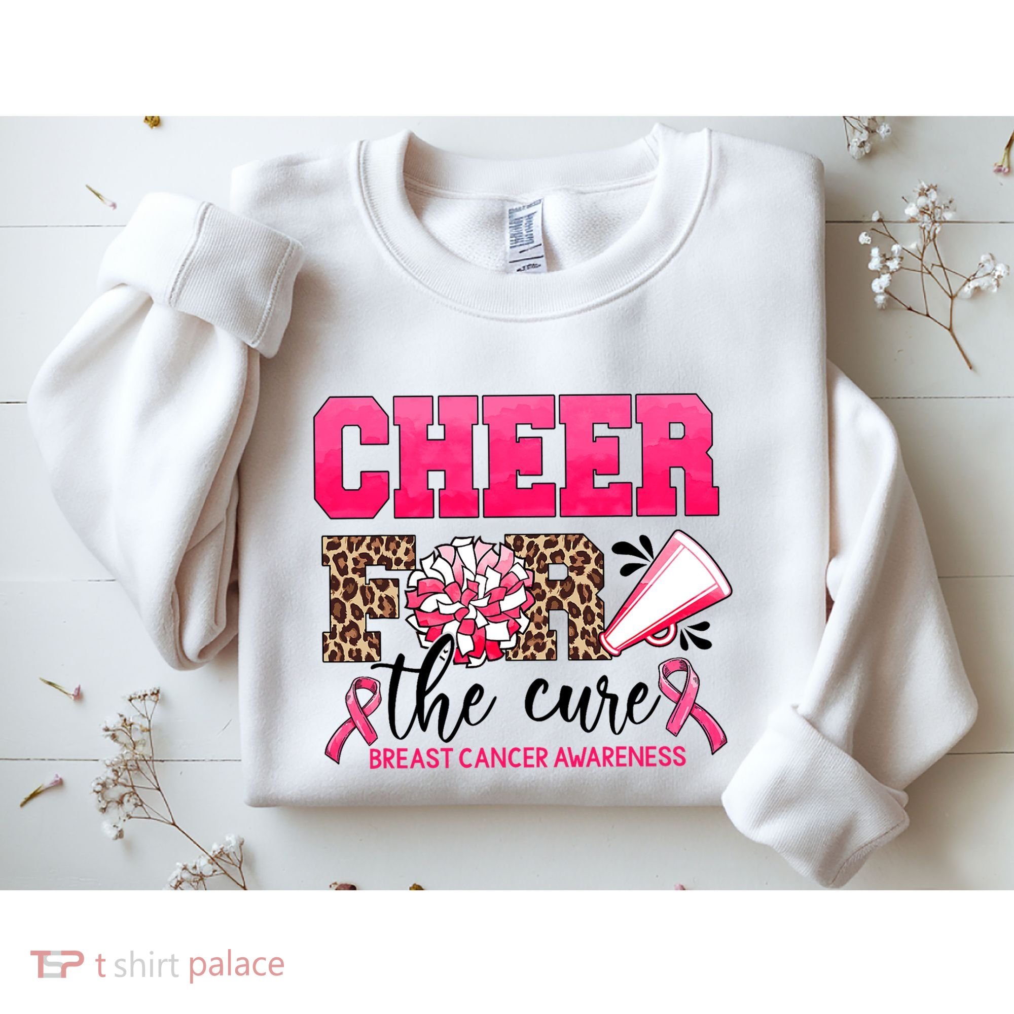 Cheer For The Cure Cheerleader Pink Ribbon Breast Cancer Sweatshirt