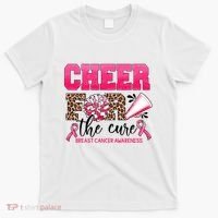 Cheer For The Cure Cheerleader Pink Ribbon Breast Cancer T-Shirt thumb 0