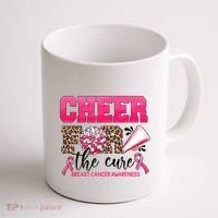 Cheer For The Cure Cheerleader Pink Ribbon Breast Cancer Coffee Mug thumb 1