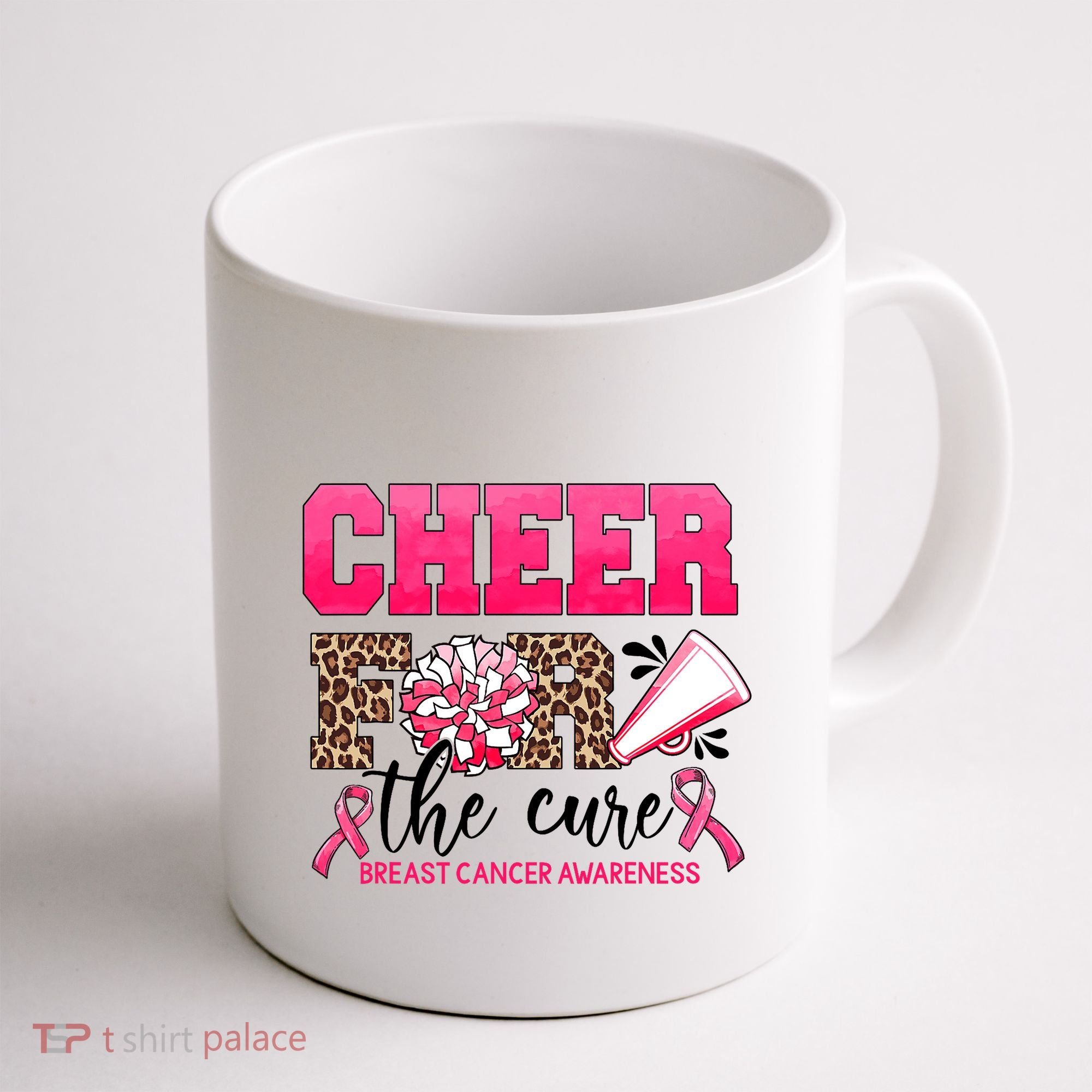 Cheer For The Cure Cheerleader Pink Ribbon Breast Cancer Coffee Mug