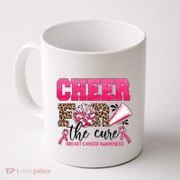 Cheer For The Cure Cheerleader Pink Ribbon Breast Cancer Coffee Mug thumb 0